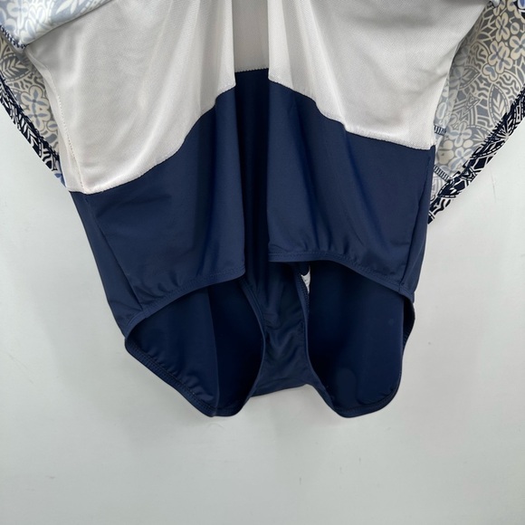 Swimsuits for all blue floral plus size beach swim vacation skirted swimsuit 16 - Picture 4 of 12